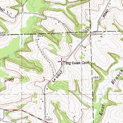 Topographic Map of Big Creek Cemetery, WI