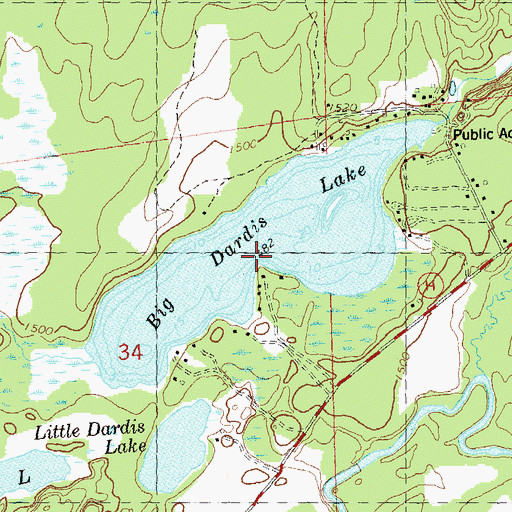 Topographic Map of Big Dardis Lake, WI