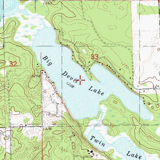 Topographic Map of Big Devil Lake, WI