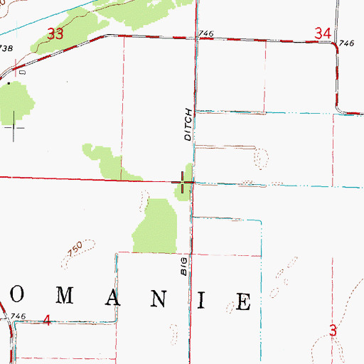 Topographic Map of Big Ditch, WI