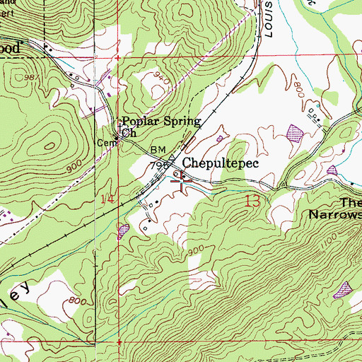 Topographic Map of Chepultepec, AL
