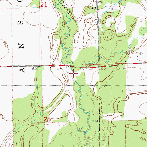 Topographic Map of Big Drywood Creek, WI