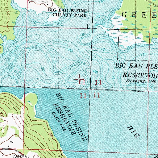 Topographic Map of Big Eau Pleine Reservoir, WI
