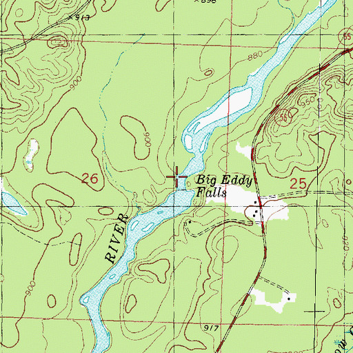 Topographic Map of Big Eddy Falls, WI