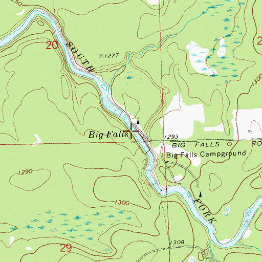 Topographic Map of Big Falls, WI