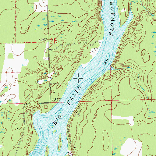 Topographic Map of Big Falls Flowage, WI