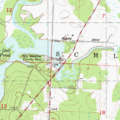 Topographic Map of Big Hay Meadow Creek, WI
