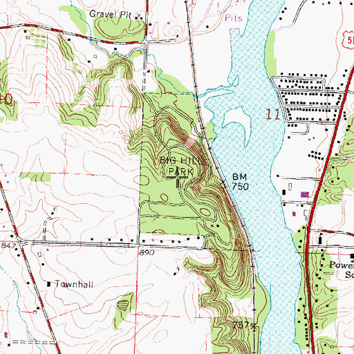 Topographic Map of Big Hill Park, WI