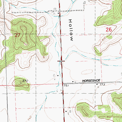 Topographic Map of Big Hollow, WI