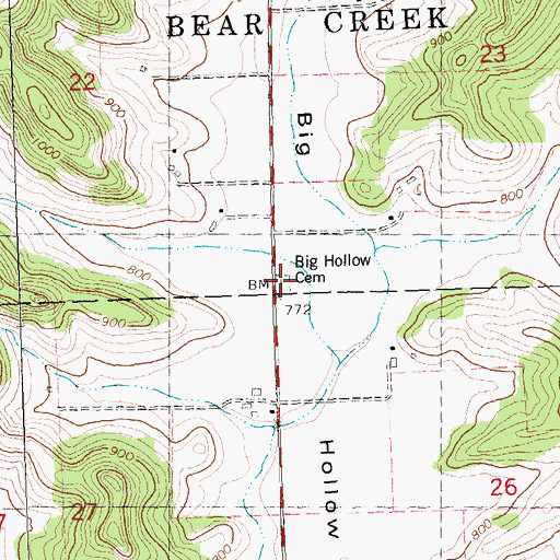 Topographic Map of Big Hollow Cemetery, WI