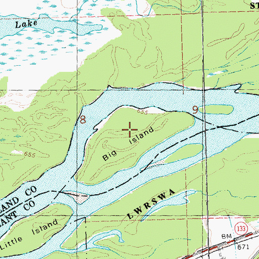 Topographic Map of Big Island, WI