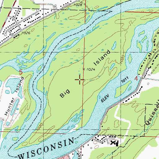 Topographic Map of Big Island, WI