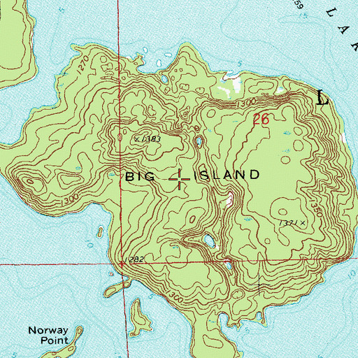 Topographic Map of Big Island, WI