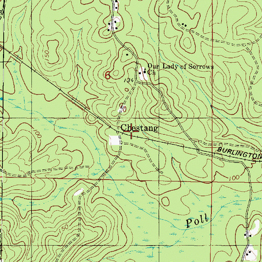 Topographic Map of Chestang, AL