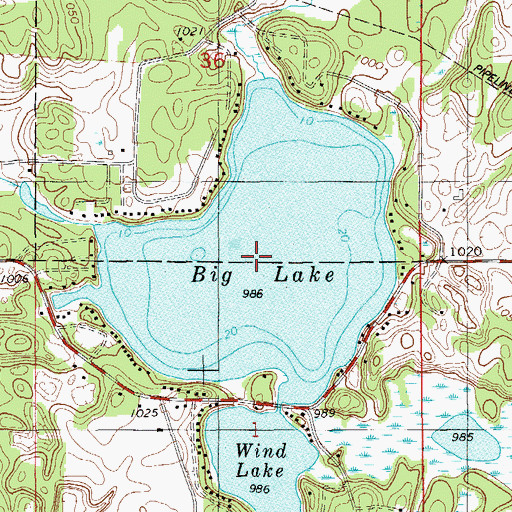 Topographic Map of Big Lake, WI