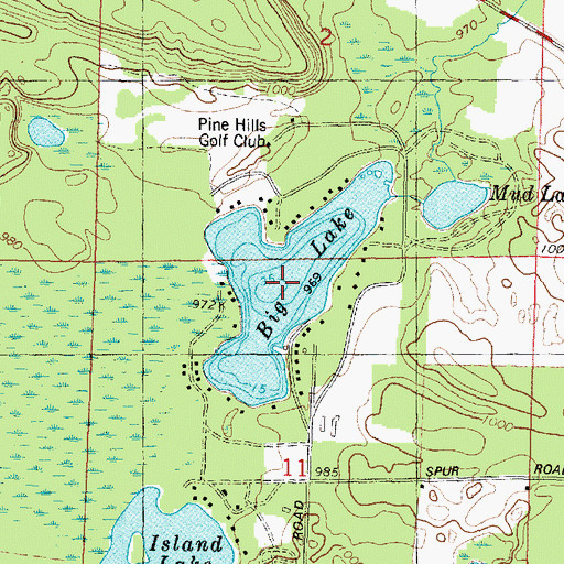 Topographic Map of Big Lake, WI