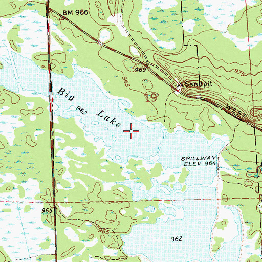 Topographic Map of Big Lake, WI