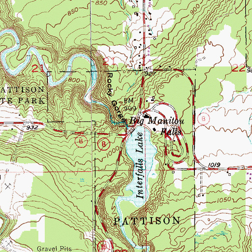 Topographic Map of Big Manitou Falls, WI