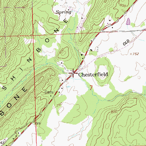 Topographic Map of Chesterfield, AL
