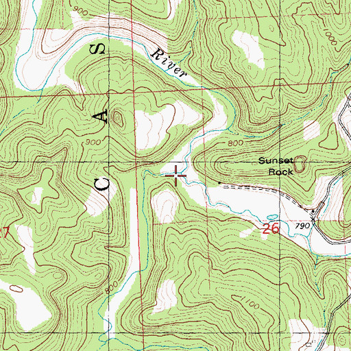 Topographic Map of Big Rock Branch, WI