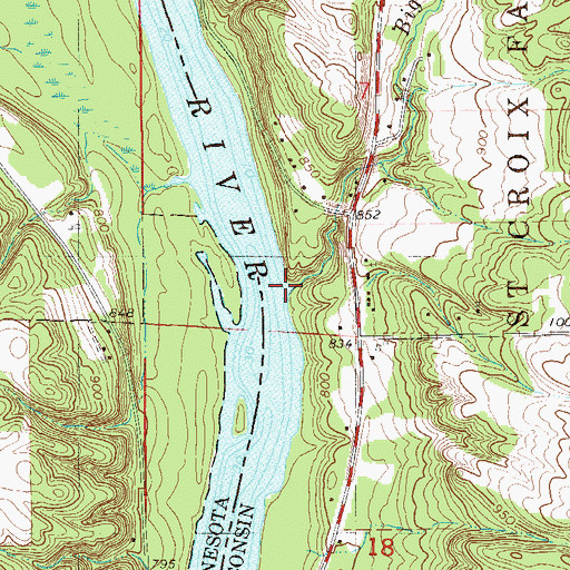 Topographic Map of Big Rock Creek, WI