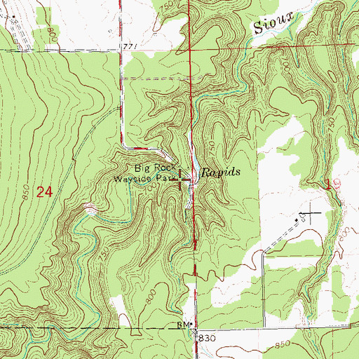 Topographic Map of Big Rock Wayside Park, WI