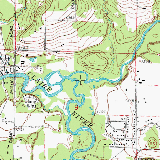Topographic Map of Big Sandy Creek, WI