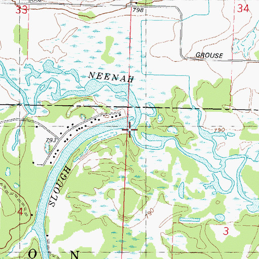 Topographic Map of Big Slough, WI