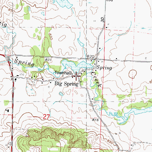 Topographic Map of Big Spring, WI