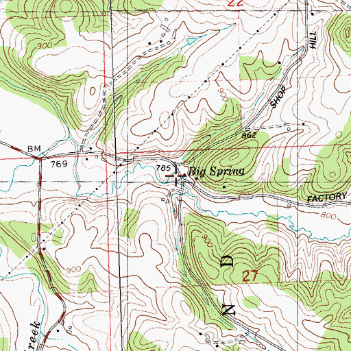 Topographic Map of Big Spring, WI