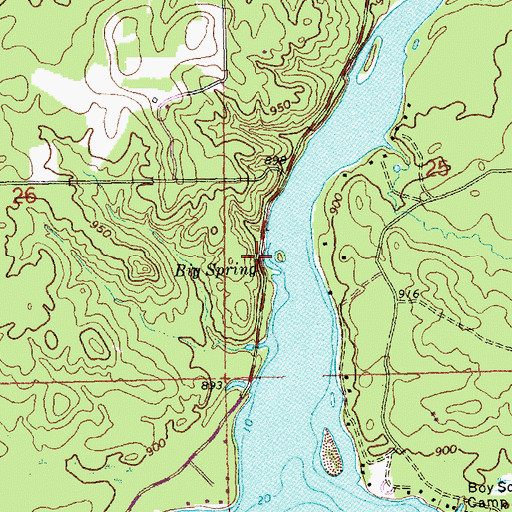 Topographic Map of Big Spring, WI