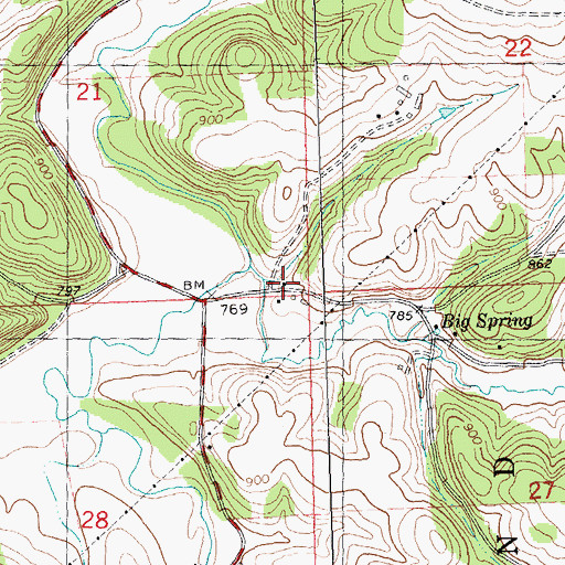 Topographic Map of Big Spring School, WI