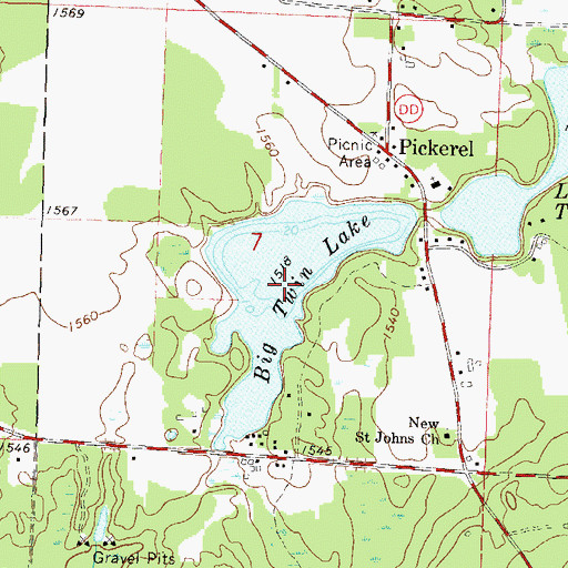 Topographic Map of Big Twin Lake, WI