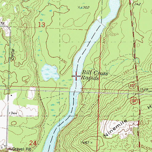 Topographic Map of Bill Cross Rapids, WI