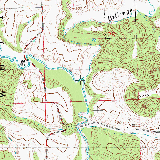 Topographic Map of Billings Creek, WI