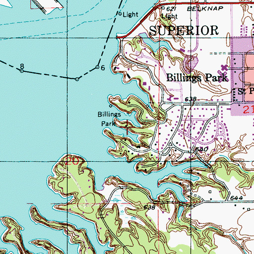 Topographic Map of Billings Park, WI