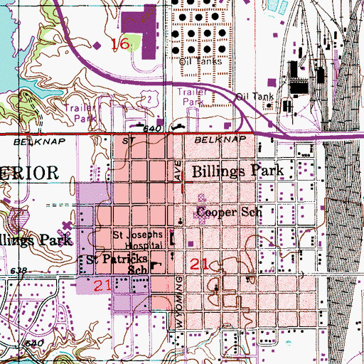 Topographic Map of Billings Park, WI