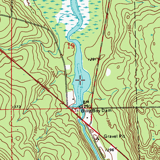 Topographic Map of Billy Boy Flowage, WI