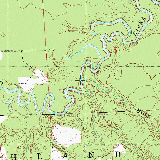 Topographic Map of Billy Creek, WI