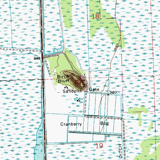 Topographic Map of Birch Bluff, WI