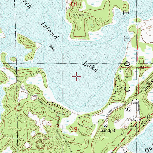 Topographic Map of Birch Island Lake, WI