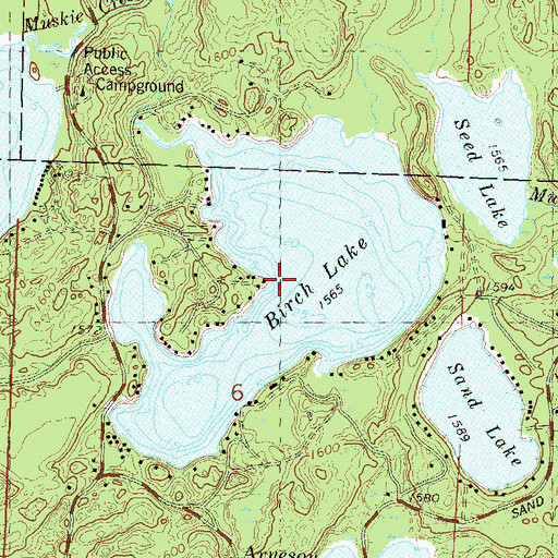 Topographic Map of Birch Lake, WI