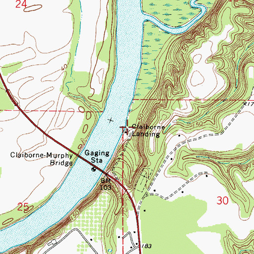 Topographic Map of Claiborne Landing, AL