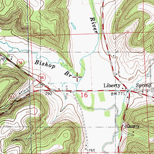 Topographic Map of Bishop Branch, WI