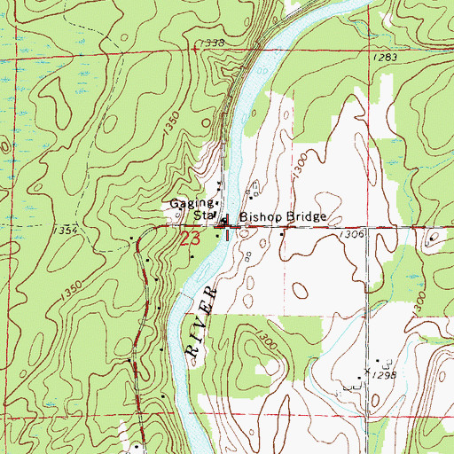Topographic Map of Bishop Bridge, WI