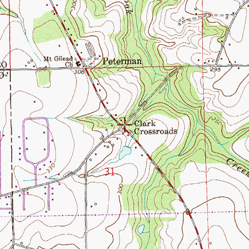 Topographic Map of Clark Crossroads, AL
