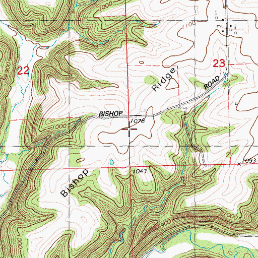 Topographic Map of Bishop Ridge, WI