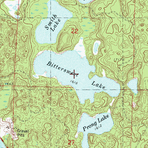 Topographic Map of Bittersweet Lake, WI