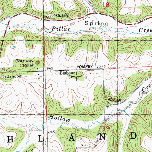 Topographic Map of Blabaum Cemetery, WI
