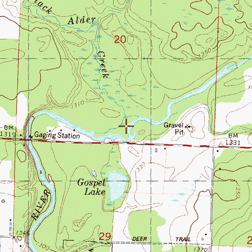 Topographic Map of Black Alder Creek, WI